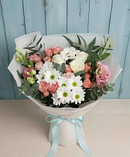 Букет цветов из:  Розы, Лизиантусы и Хризантемы в Ефимовский