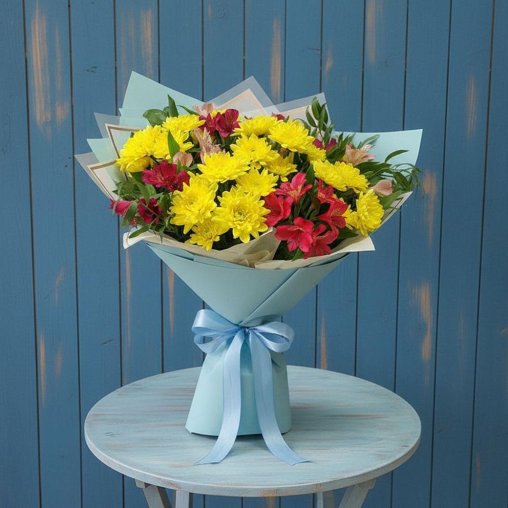 Букет цветов из: Альстромерии и Хризантемы в Ефимовский