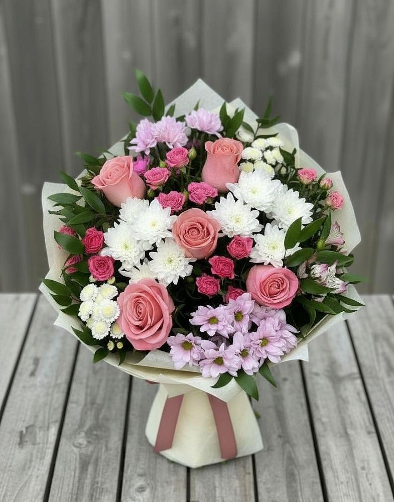 Букет цветов из: Альстромерии, Гвоздики, Розы и Хризантемы в Ефимовский
