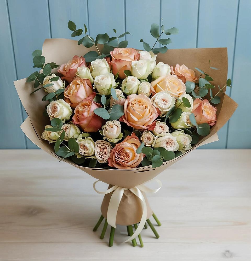 Букет цветов из: Альстромерии и Розы в Ефимовский