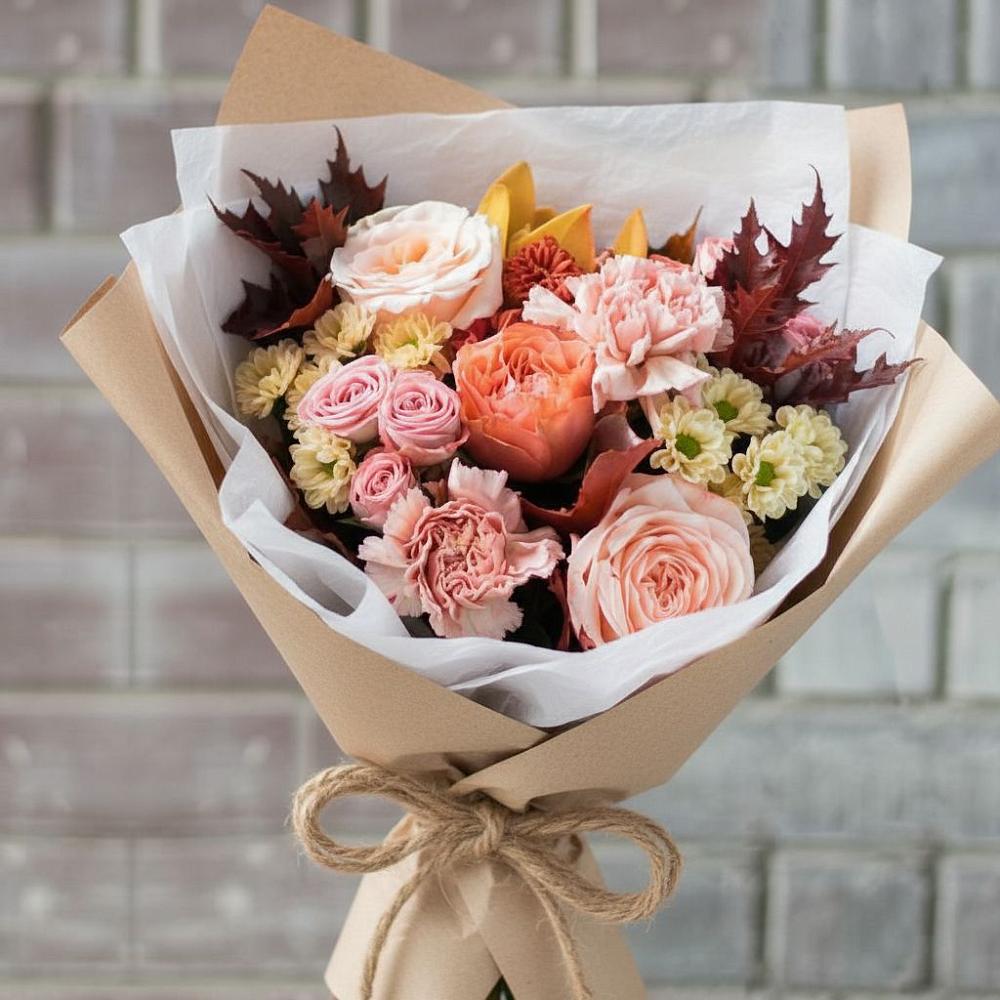 Букет цветов из: Гвоздики, Хризантемы и Розы в Ефимовский