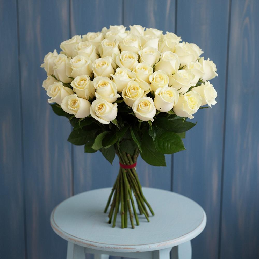 Букет 51 Белая роза Эдлесс Лав в Ефимовский