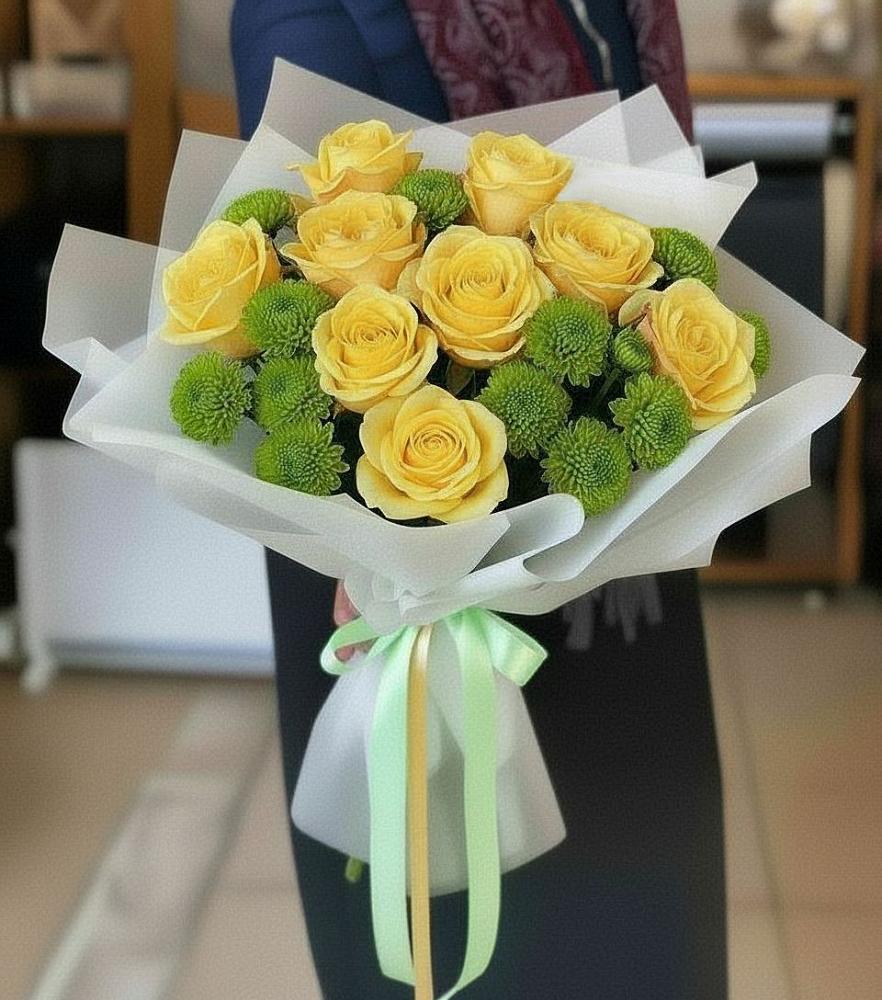 Букет цветов из: Хризантемы и Розы в Ефимовский