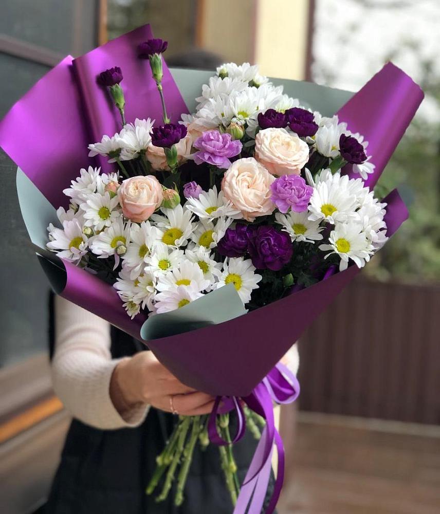 Букет цветов из: Хризантемы, Гвоздики и Розы в Ефимовский