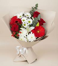 Букет цветов из:  Розы, Хризантемы, Герберы и Лилии в Ефимовский
