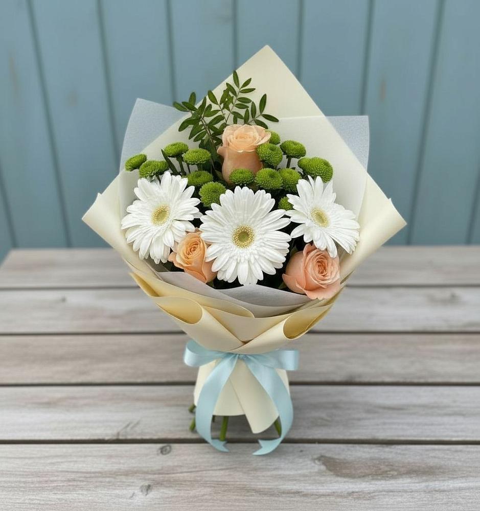 Букет цветов из: Герберы, Розы и Хризантемы в Ефимовский