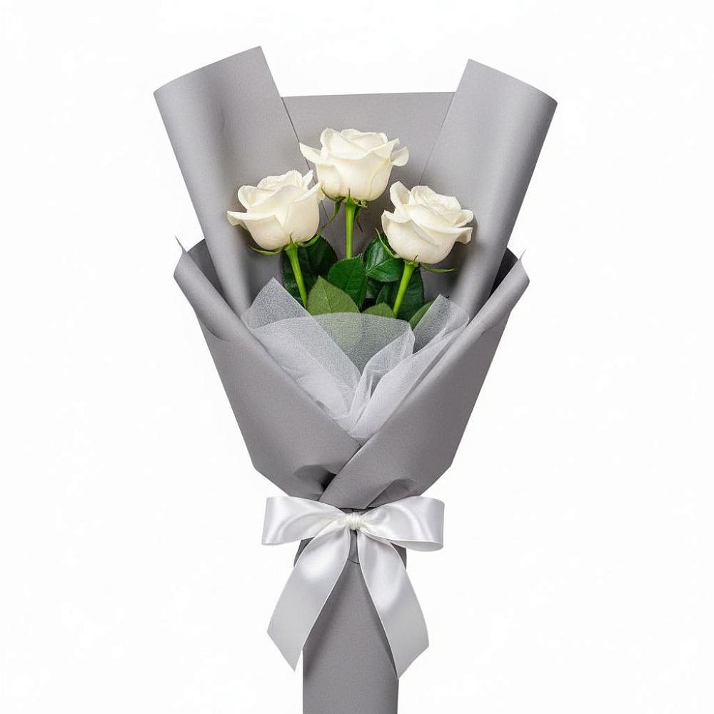 Букет 3 белые розы в Ефимовский