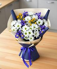 Букет цветов из:  Розы, Ирисы и Хризантемы в Ефимовский