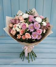 Букет цветов из:  Хризантемы, Розы и Альстромерии #REPLACE_PRED# Ефимовский