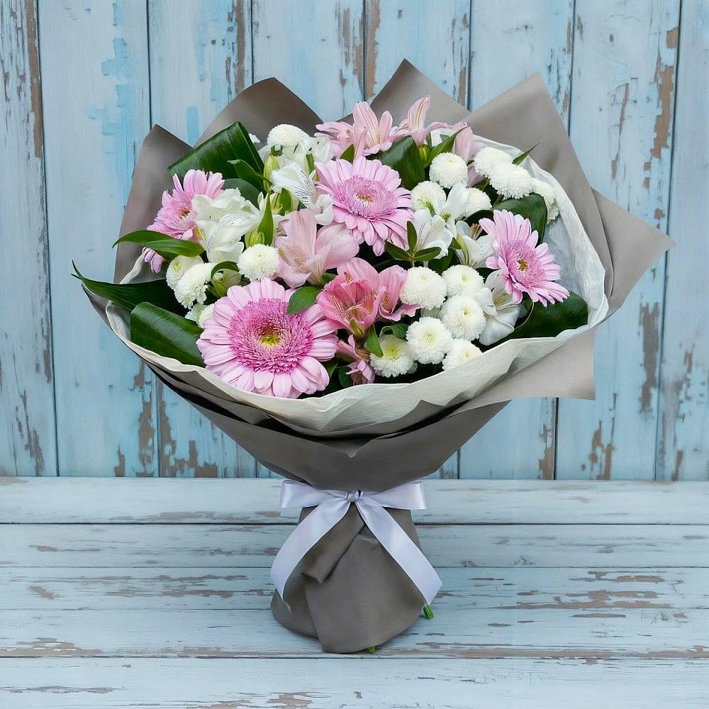 Букет цветов из: Герберы, Альстромерии и Хризантемы в Ефимовский