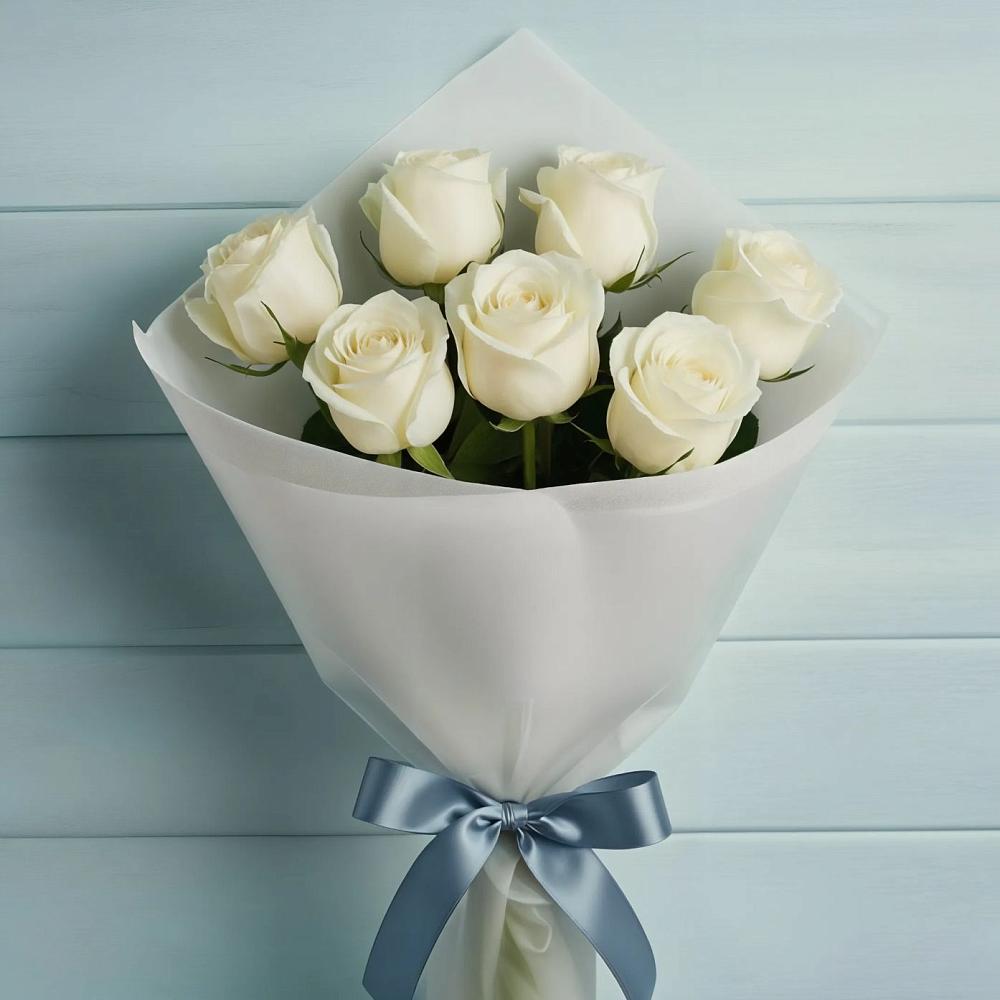 Букет 7 Белых роз Эдлесс Лав в Ефимовский