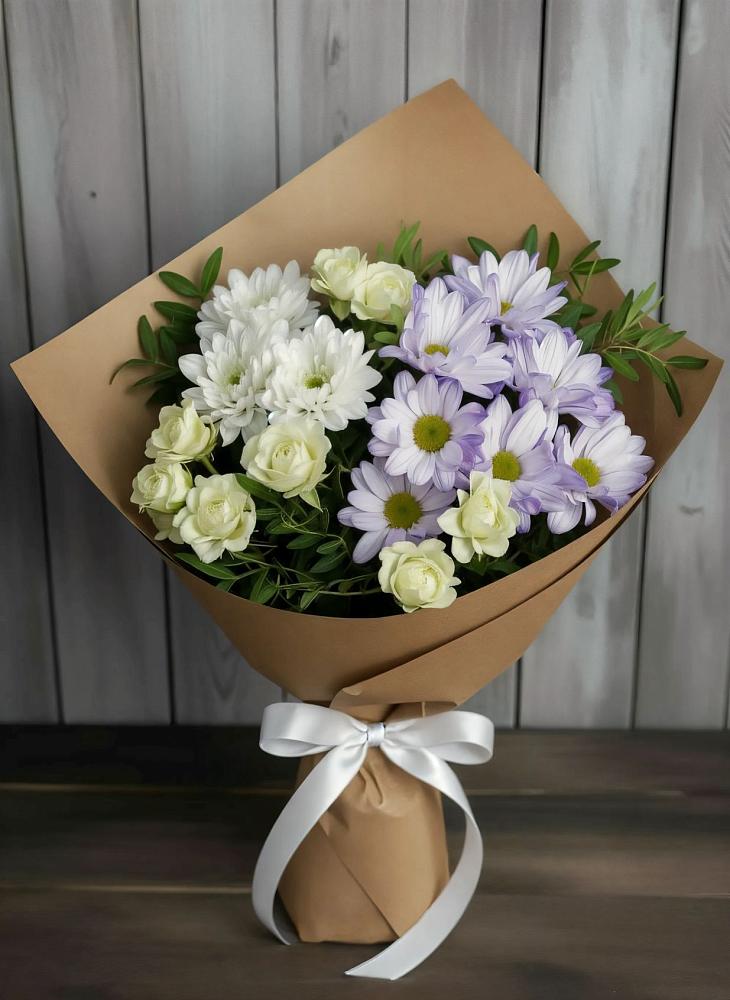 Букет цветов из: Хризантемы и Розы в Ефимовский